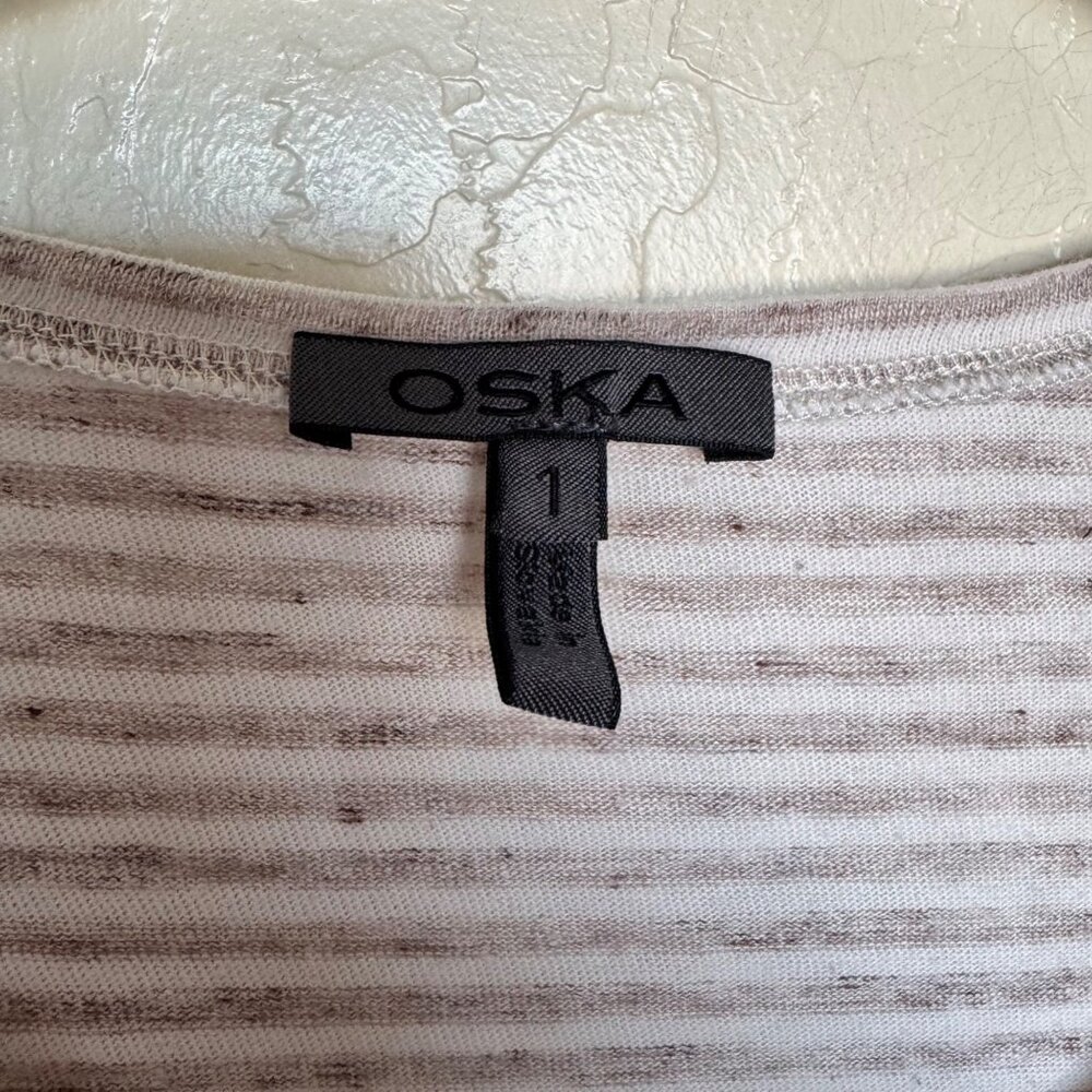 Oska Womens Striped Linen-Cotton Blend Sleeveless Top V-Neck Size 1 Beige - Picture 4 of 9